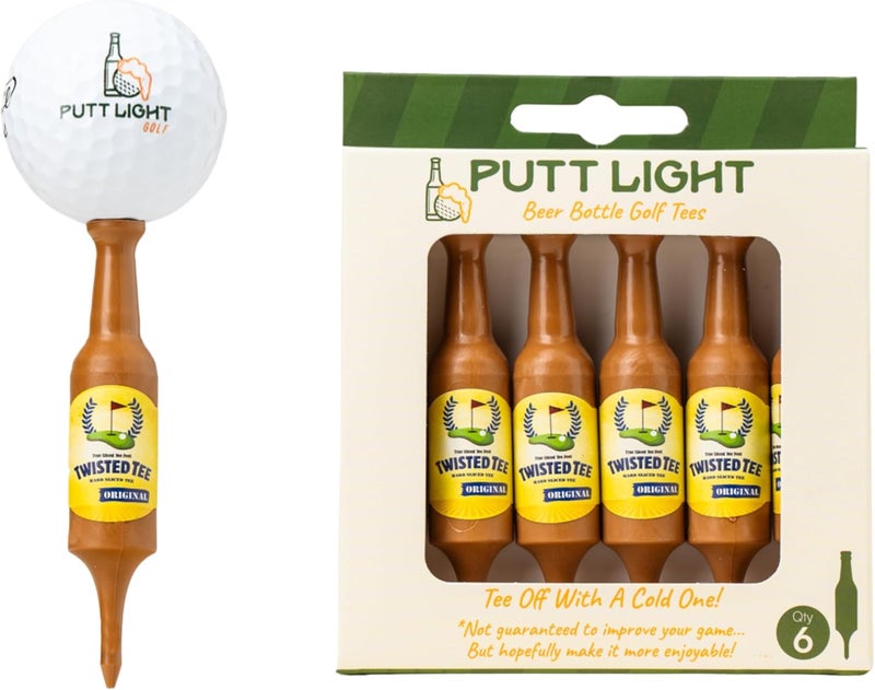 Putt Light Store Beer Bottle Golf Tees, Virtually Unbreakable and Recyclable Plastic Golf Tee 6 Pack, Golf Gift for Men, Bachelor Party Novelty Gift, for Golfers,3-1/4" Tall - Image 1